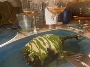 Aubergine with yoghurt and parsley sauce   at Munz Munz in Monopoli