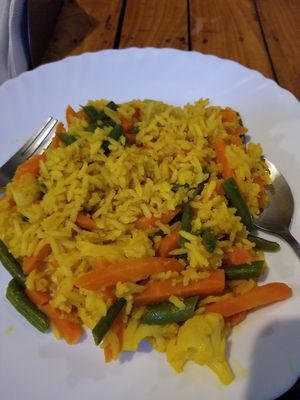 Veg pulao at Hungry Yogi Health Cafe in Rishikesh