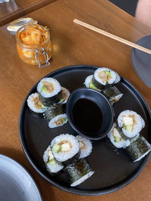 Hand rolls and kimchi   at Izakaya Midori in Reedy Creek