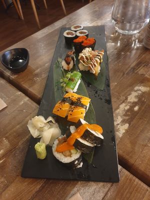 A sushi platter (minus a few pieces already eaten 😆) at Izakaya Midori in Reedy Creek