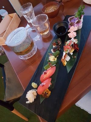 Deluxe Sushi Platter and Lemon Myrtle tea at Izakaya Midori in Reedy Creek