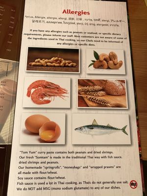 Allergen statement  at Tealicious in Bangkok
