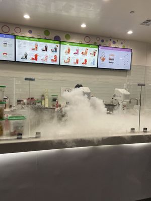 Process of making ice cream  at Creamistry - Akard St in Dallas