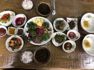 Bibimbap feast!! at Jeombongsan Sanchae in Sokcho