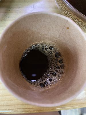Digestive root coffee served at the end of the meal  at Jeombongsan Sanchae in Sokcho