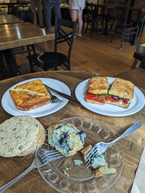Our stuff (Quiche and Vegan Panini) at Babycakes in Marquette
