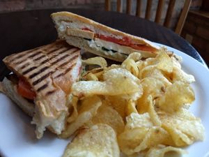 TST sandwich (tofu spinach and tomato) at Babycakes in Marquette