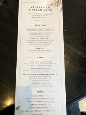 The choices  at Browns in Oxford