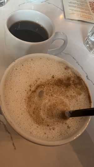 Coffee and Vegan Latte  at The Broken Yolk Cafe in San Diego