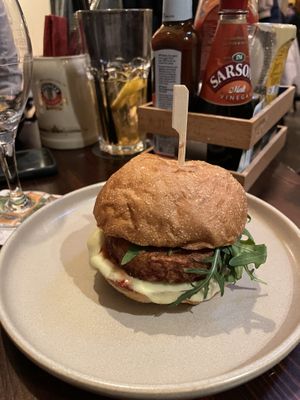 Vegan beef burger - delicious but way overpriced!  at Flann O'Brien in Graz