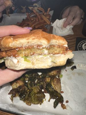 Falafel burger + sprouts  at Brewery Emperial in Kansas City