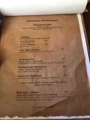 Menu at Brewery Emperial in Kansas City