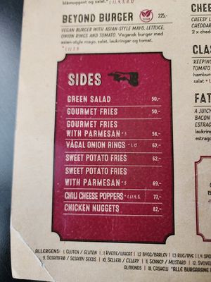 Burger description at Vagal Burger and Gin in Sogndal