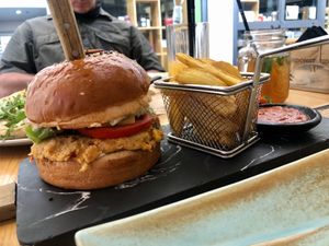 Perfect burger with a creamy patty at Hedonist in Zadar