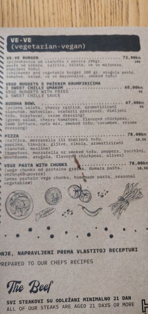 Menu at Hedonist in Zadar