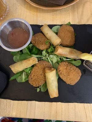 Vegan spring rolls and nuggets  at Hedonist in Zadar