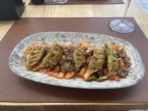 Gyozas and kimchi  at Hedonist in Zadar
