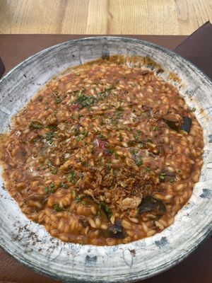 Vegan shakshuka risotto  at Hedonist in Zadar
