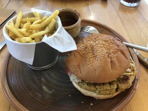Veggie burger and fries at Hedonist in Zadar