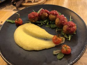 Vege Balls. Vegan and with polenta at Hedonist in Zadar