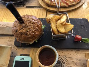 Ve-ve burger. These fries almost took the show!  at Hedonist in Zadar