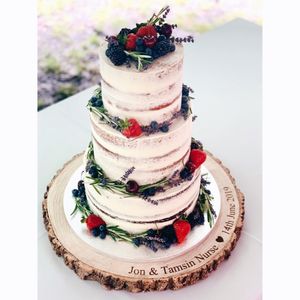 Vegan semi-naked wedding cake  at Clemie's Vegan Cakes in Nottingham