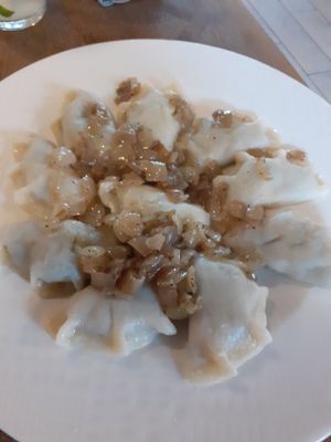 Spinach, tofu and sundried tomato at Pierogarnia Mandu Centrum in Gdansk