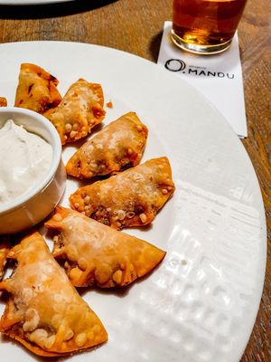 Tofu, spicy paprika's paste at Pierogarnia Mandu Centrum in Gdansk