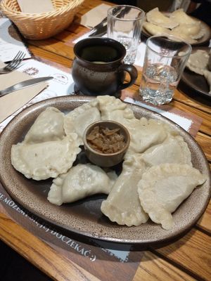 Mix of the two vegan pierogi options at Pierogarnia Mandu Centrum in Gdansk