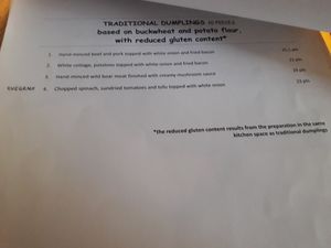 Gluten free dumplings  at Pierogarnia Mandu Centrum in Gdansk