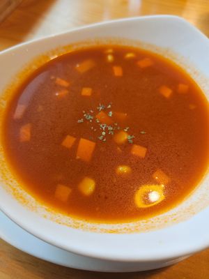 Tomato soup at Loving Hut - Heping Branch in Taipei