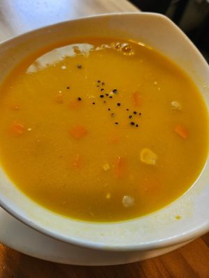 Pumpkin soup at Loving Hut - Heping Branch in Taipei