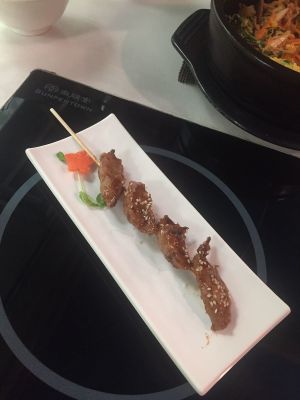 Mushroom chunks skewer at Loving Hut - Heping Branch in Taipei