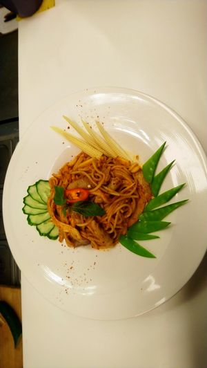 Spicy garlic pasta at Loving Hut - Heping Branch in Taipei