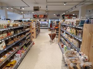 aisles (note - not everything is vegan) at Bio Drome Natuurvoeding in Goes