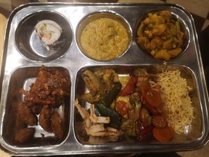 Pay by weight plate of Vegan Food at Dhaba Beas - Lucerna in Prague