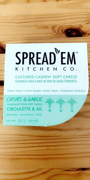 Vegan fermented spreadable cheese at Aux Milles Herbes in Caraquet