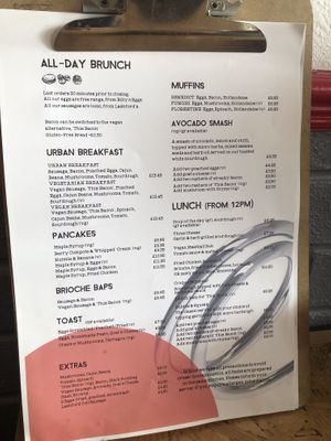 Menu  at Urban - Jewellery Quarter in Birmingham