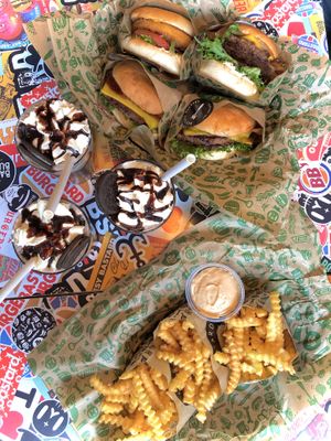 Oreo Shakes, Multiple Burgers and fries with vegan dips  at Bastard Burgers in Norrkoping