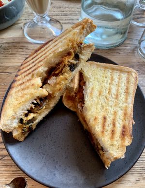 Mushroom & Cashew Cheese Toastie at PEACH in Newport