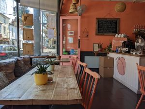 The interior of the restaurant at PEACH in Newport
