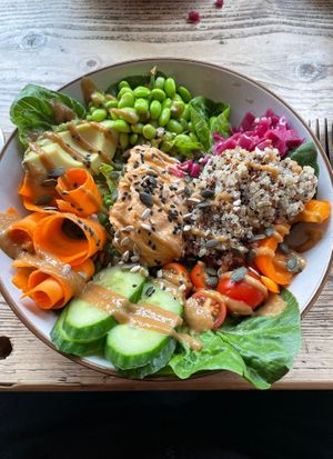 Buddha bowl at PEACH in Newport