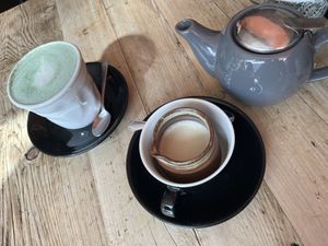 Matcha and earl grey tea   at PEACH in Newport