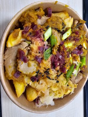 Katsu loaded fries at PEACH in Newport