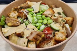 Salad bowl with this isn't chicken at PEACH in Newport