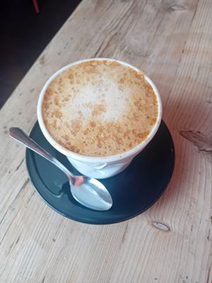 Turmeric latte at PEACH in Newport