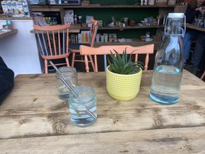 Recycled glassware and reusable straws at PEACH in Newport