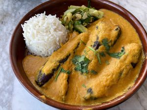 Aubergine curry at Cinnamon Kitchen in Oxford