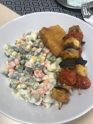 Tofu, christmas potato salad at Vesta in Roznov Pod Radhostem