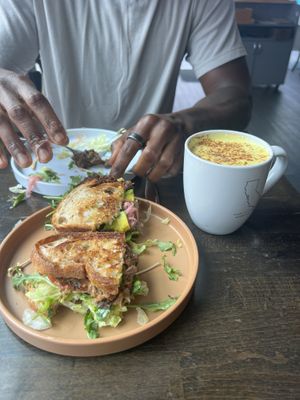 Black bean burger on sourdough   at Goodonya in Encinitas